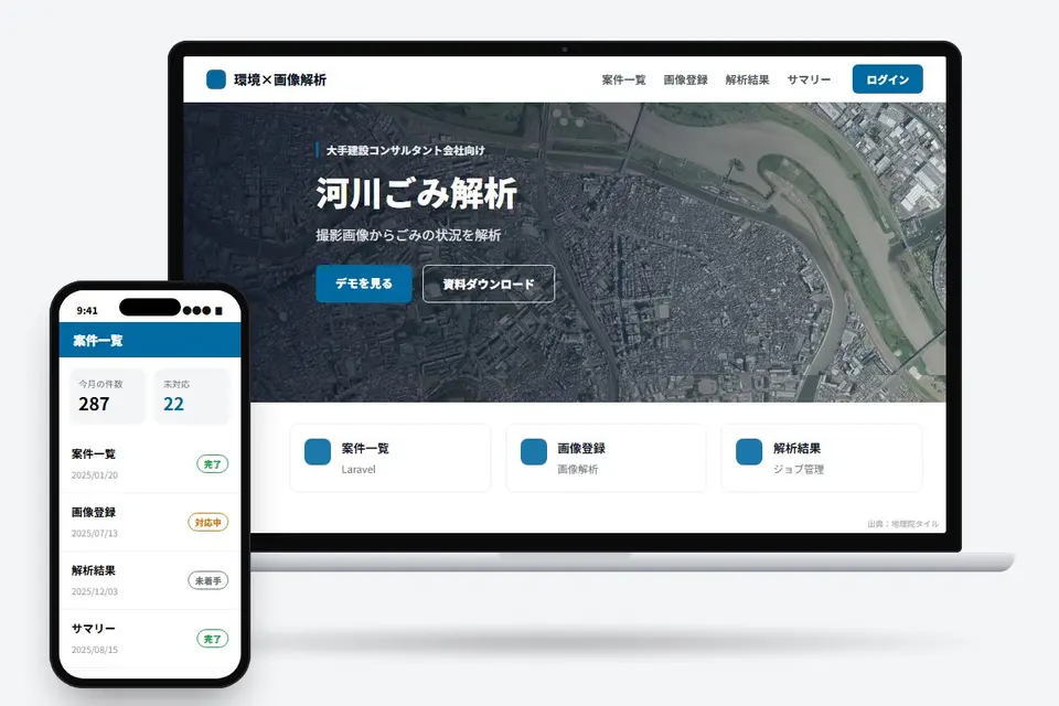 河川ごみの画像解析Webシステム