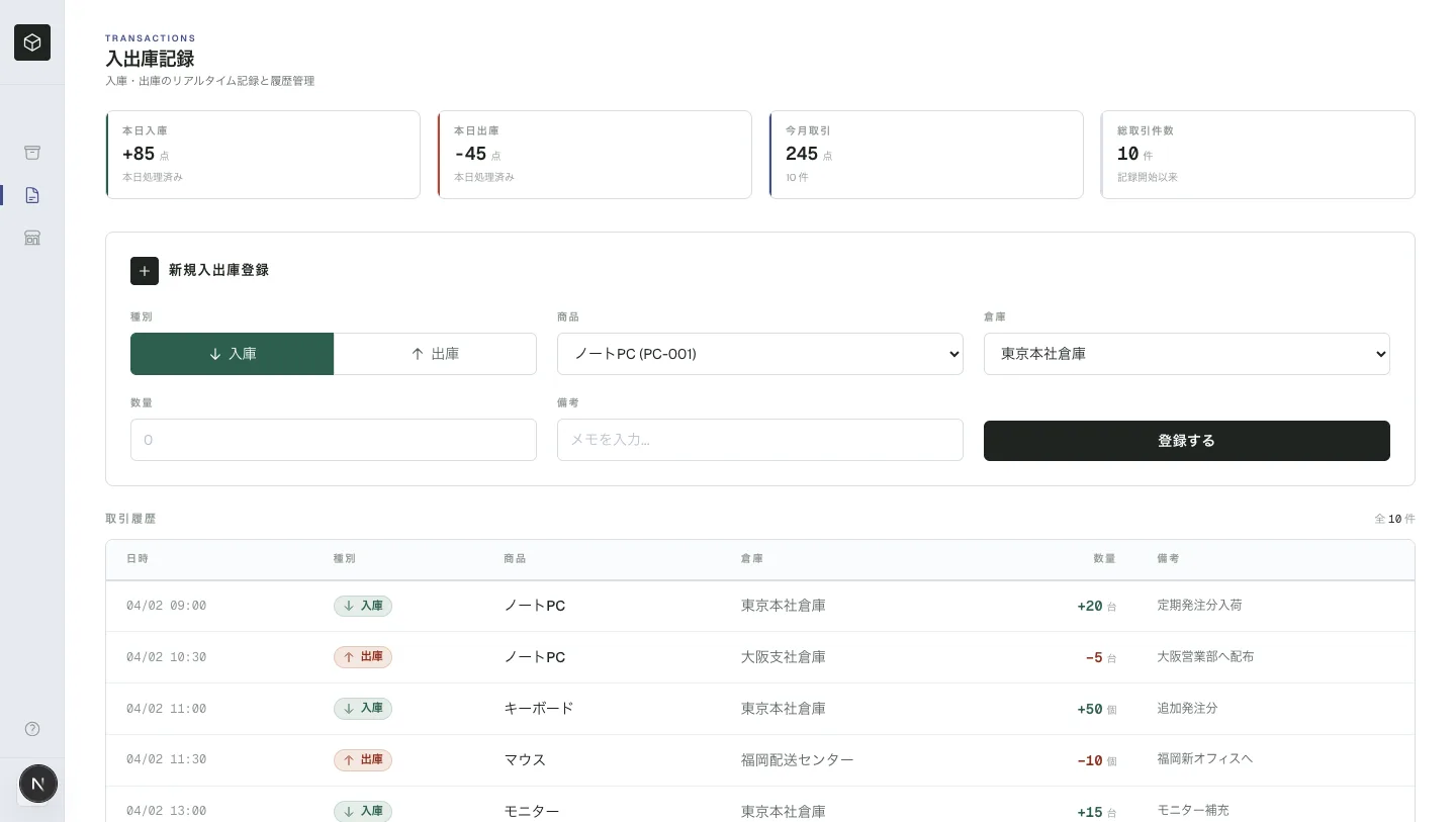 在庫管理システム：詳細画面